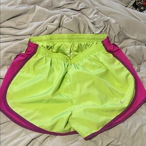 Nike Neon Green and Pink Athletic Shorts